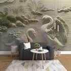 Настенные обои на заказ для стен спальни, 3D стереоскопический абстрактный тисненый лебедь, настенная живопись, украшение для гостиной, дома