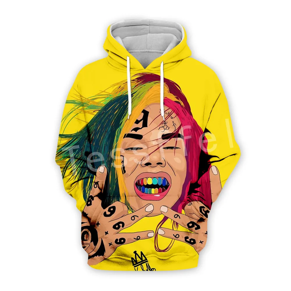 Tessffe хип хоп персонажи рэпера Tekashi69 6ix9ine Новая мода Harajuku уличная одежда унисекс