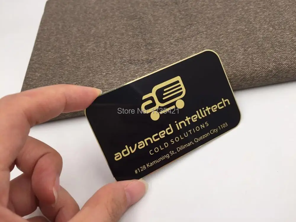 Free sample metal gold black metal business cards with customized design