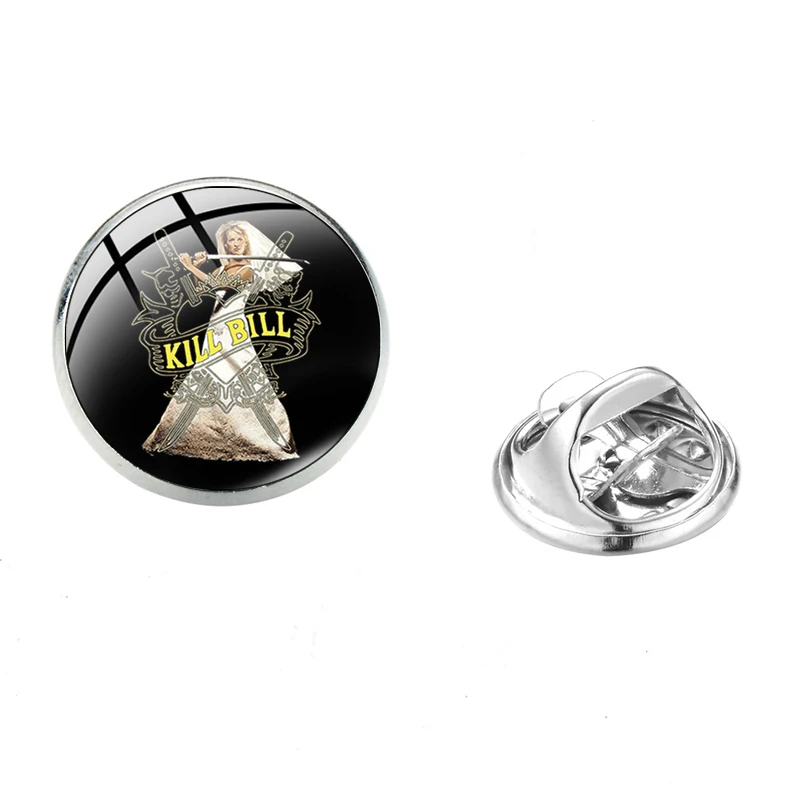 SONGDA Movie Kill Bill Series Stainless Steel Pins The Bride Uma Thurman Retro Print Glass Round Denim Jackets Collar Pin Badge |