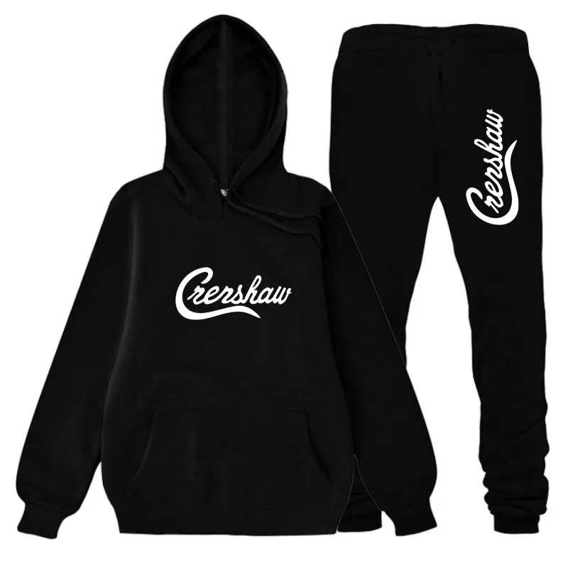

2021 CNENDRAW Winter Fleece Men Hoodie Set Big Black Hoodie Pants Fashion Casual Hip Hop Women Pullover Set S-3XL