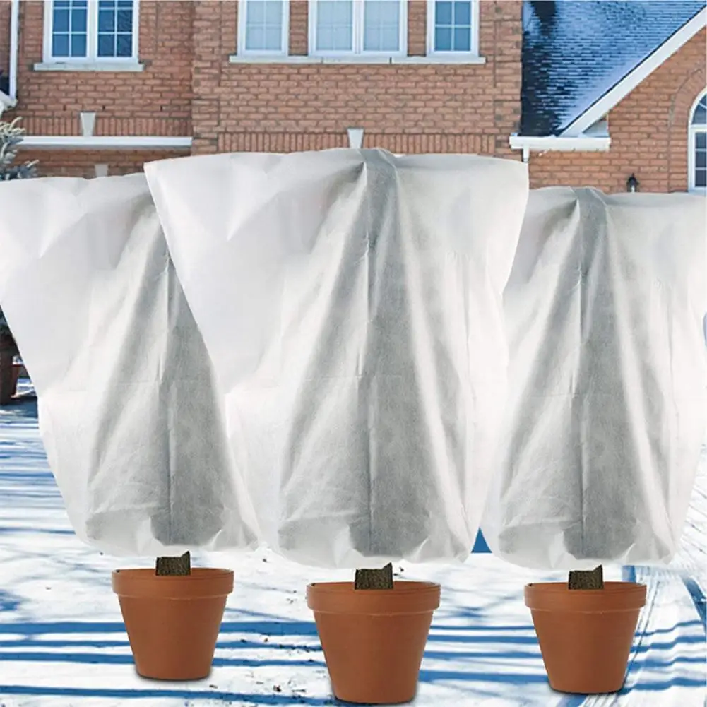 

Зимний чехол на завязках с изображением мороза, широкое применение, из нетканого материала, теплый чехол для защиты растений, сумка для дома