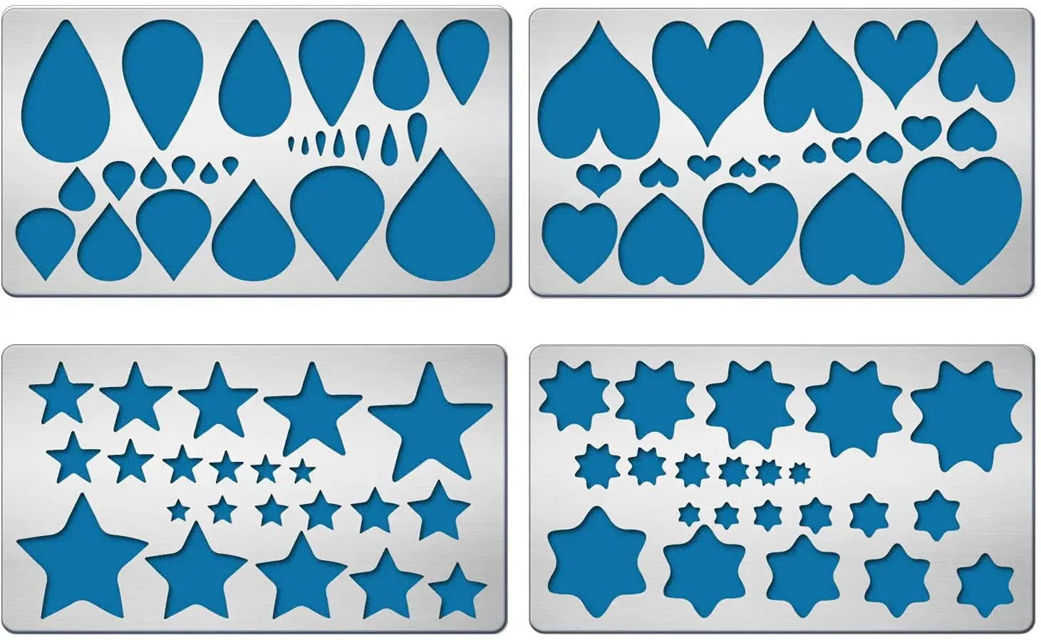 

4PCS 4x7 Inch Basic Element Theme Metal Stencils Heart Star Stencil Template for Wood Carving Drawings and Woodburning Engraving