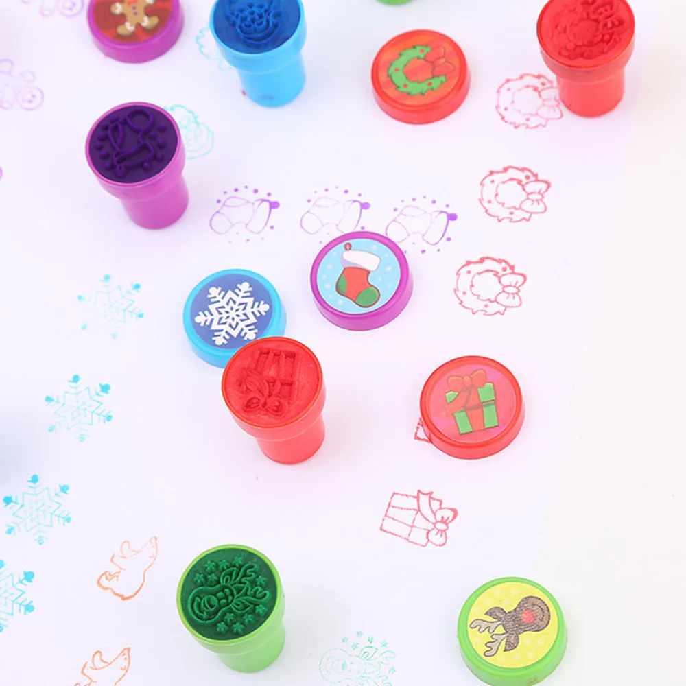 

10pcs Cartoon Christmas Stamper Toys Kids Stamper Decorative DIY Stampers