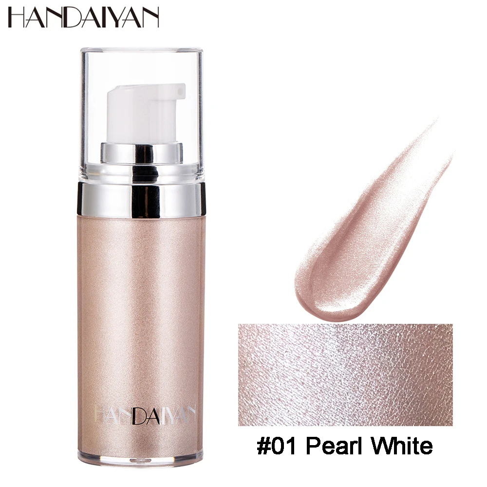 HANDAIYAN 4Colors Shimmer Body Luminizer Bronzer Highlighter Liquid Setting Spray Brighten Glow Pearl White Highlight Makeup |