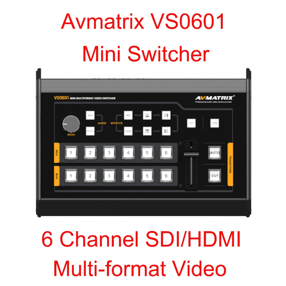 Avmatrix VS0601 коммутатор Mini 6 каналов 4 * SDI 2 HDMI входы мульти-формат видео с Т-бар Авто