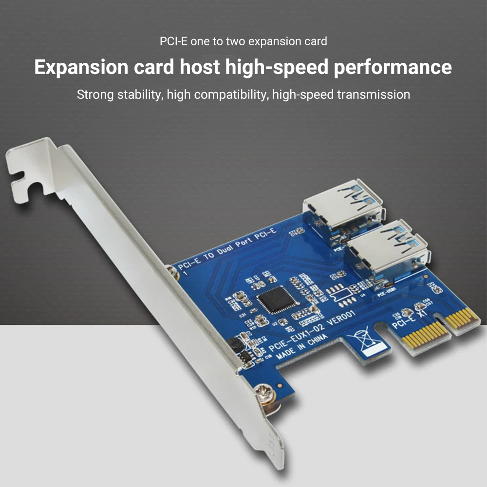 

New Pci PCIE Expansion Card Adapter For USB 3.0 Port, Riser Card HUB Controller 2 Card Device For Mining Bitcoin Mining Antminer