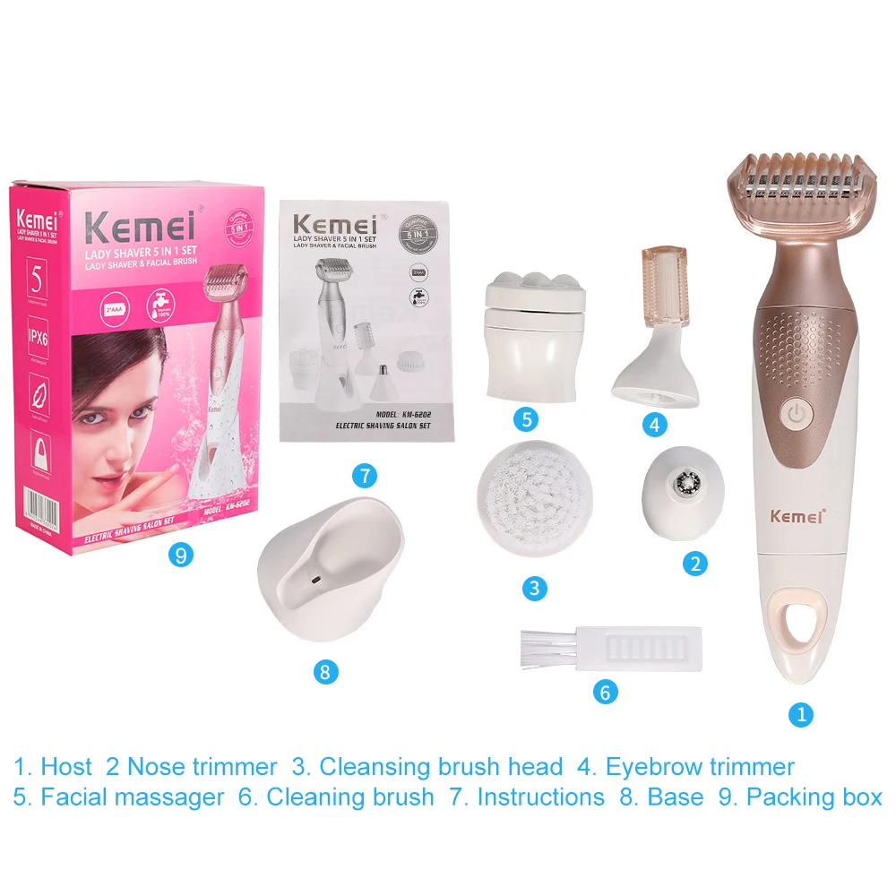 Электрическая бритва для волос 5 в 1 безболезненный триммер бровей носа тела зоны