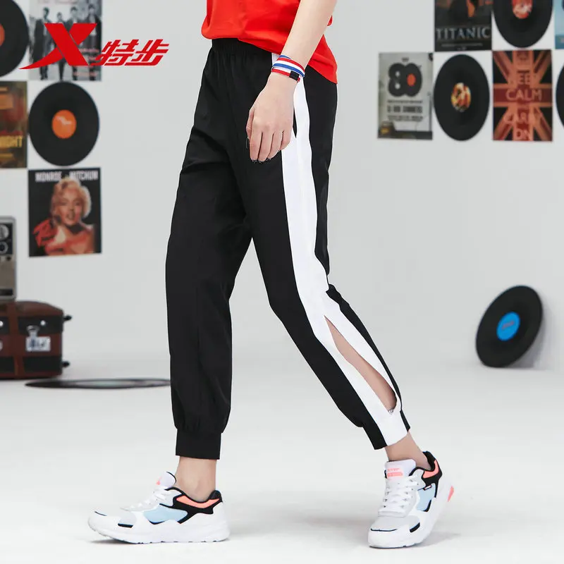 Женские Тканые штаны Xtep весенне летние брюки в полоску с двумя боковыми