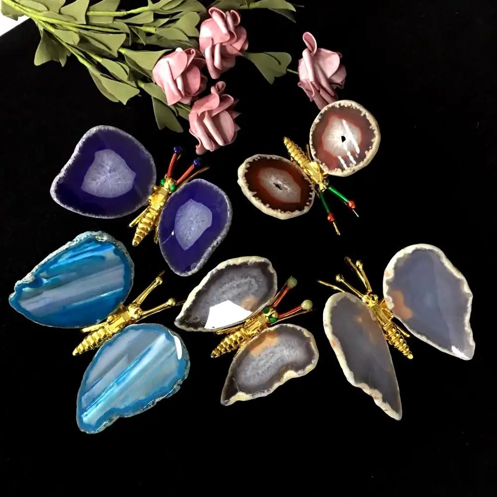 Бесплатная доставка Красочный Агат кусочек натуральный камень кристалл резной в