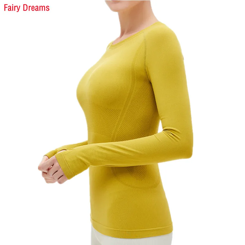 

Одежда для йоги, женские облегающие рубашки с длинным рукавом, топ для фитнеса, тренажерного зала, тренировок, бега, спортивная одежда, спорт...