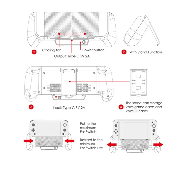 Внешний аккумулятор Nintendo Switch Lite 2500 мА · ч с охлаждающим вентилятором |