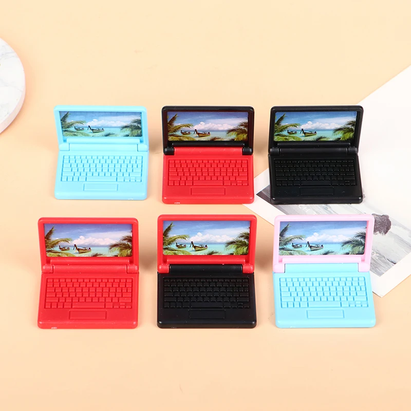 

2pc Creative Dollhouse Miniature Modern Computer Furniture For Children Toy Furniture for Dolls laptop Computer