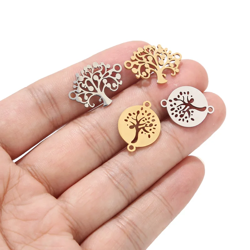 10 шт. браслеты в виде листьев дерева соединители из нержавеющей стали 15 мм