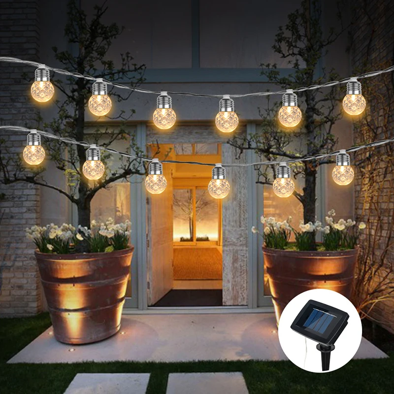 

Solar LED String Fairy Lights 6M 20LED Bulb Outdoor Waterproof Garland Courtyard Garden Decoration Christmas Holiday Lighting