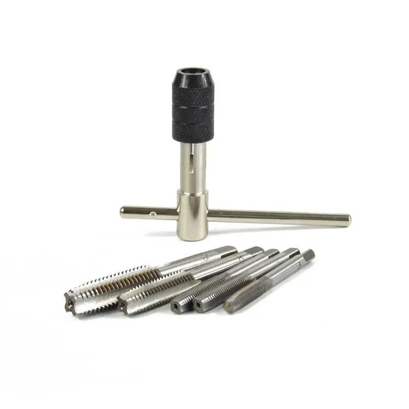 

Screw Taps for Metal Dies 6 Pcs M6 M7 M8 M10 M12 Cylindrical Pipe Thread Wrench Set Holder Male Repair Kit Hand Tool Parts