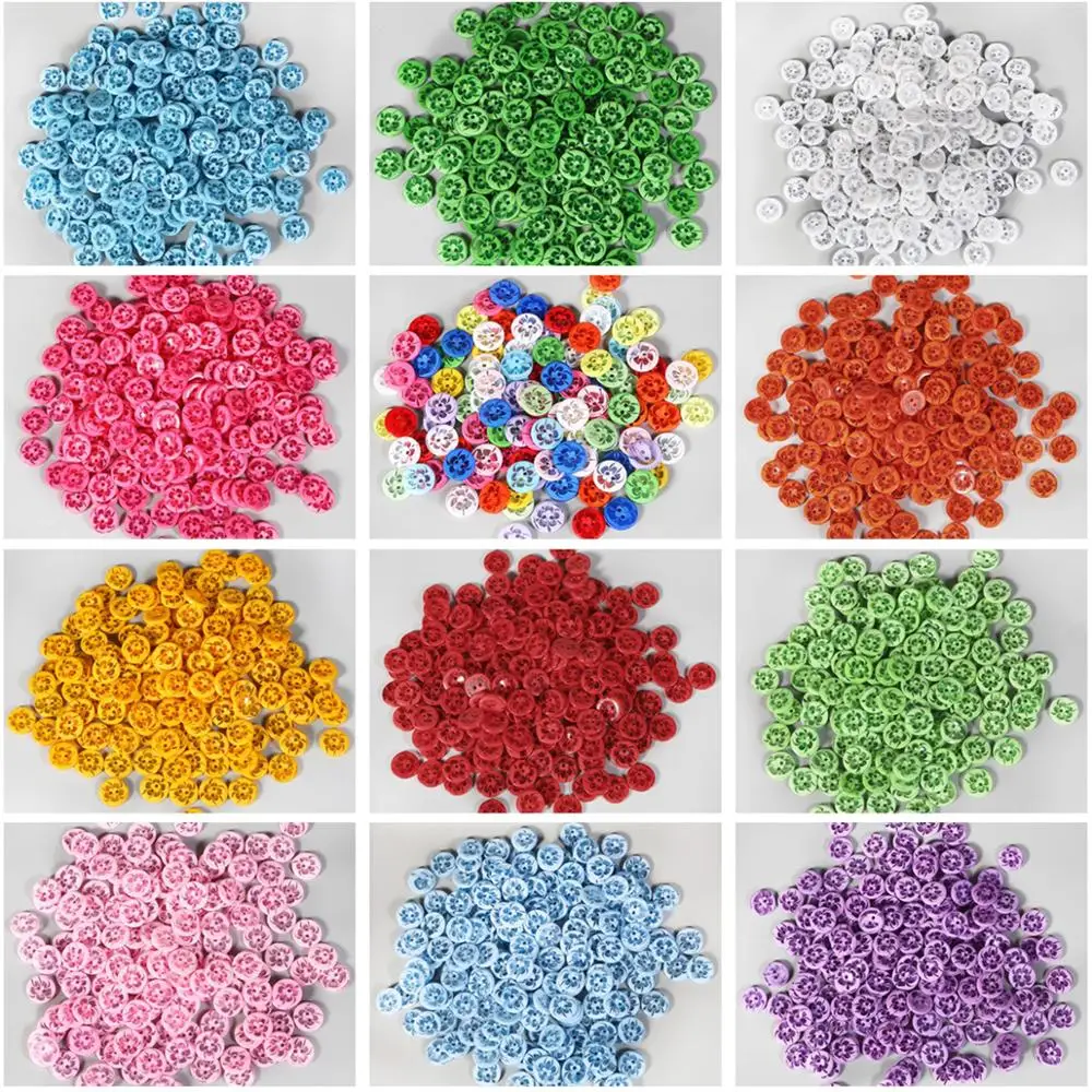 100 шт. высококачественные разные прозрачные крашеные полимерные пуговицы в форме