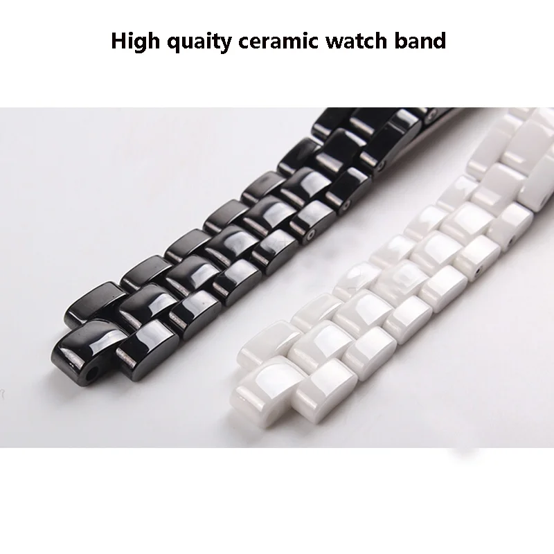 High Quality Pearl Ceramic Watchband for men and women Replacement Watch Strap for J12 Couple convex  end watch band 16mm 19mm