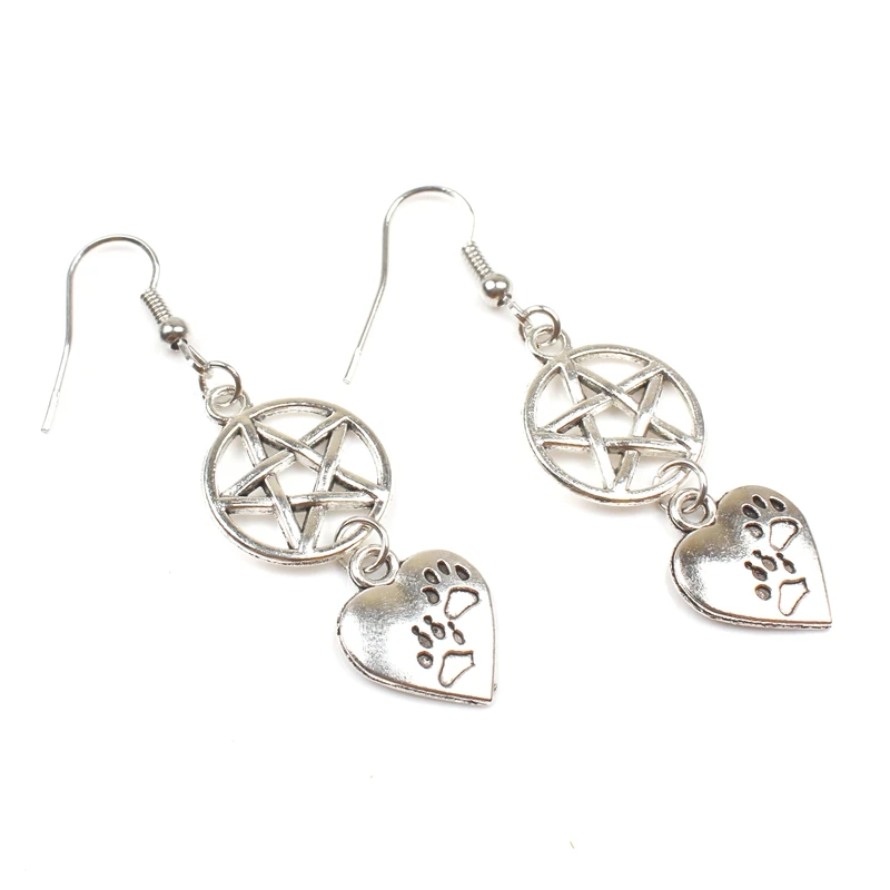 1 Wiccan очарование языческие ведьмы серьги меч шляпа Pentacle Очаровательный сувенир