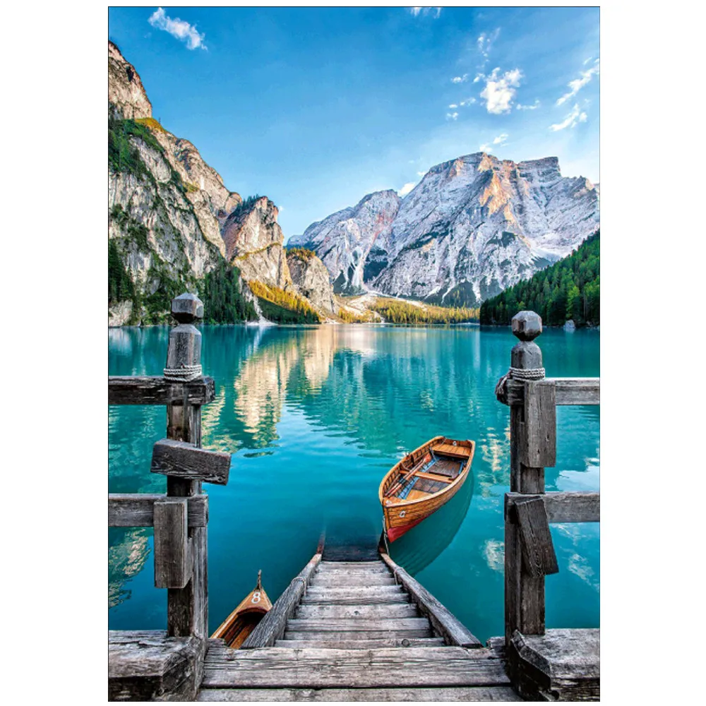 5D пейзаж алмазная живопись озеро лодка сделай сам круглый набор для алмазной