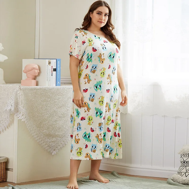 

Women's Short-sleeved Pajamas Sleeping Skirt
