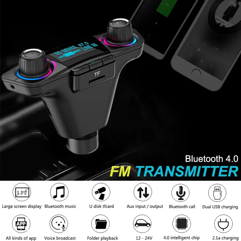 VicTsing BT06 FM Bluetooth 4,0 передатчик MP3 плеер Handsfree Bluetooth автомобильный комплект радио аудио адаптер с двойным зарядным портом