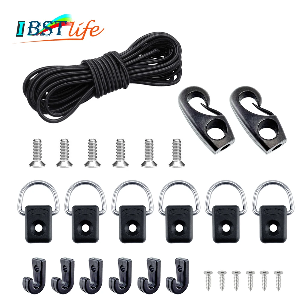 

Kayak Deck Rigging Kit Bungee Cord Ends Hooks Fishing D-Ring J-Hooks for Kayak Boat Canoe Outfitting Fishing Camping Accessories