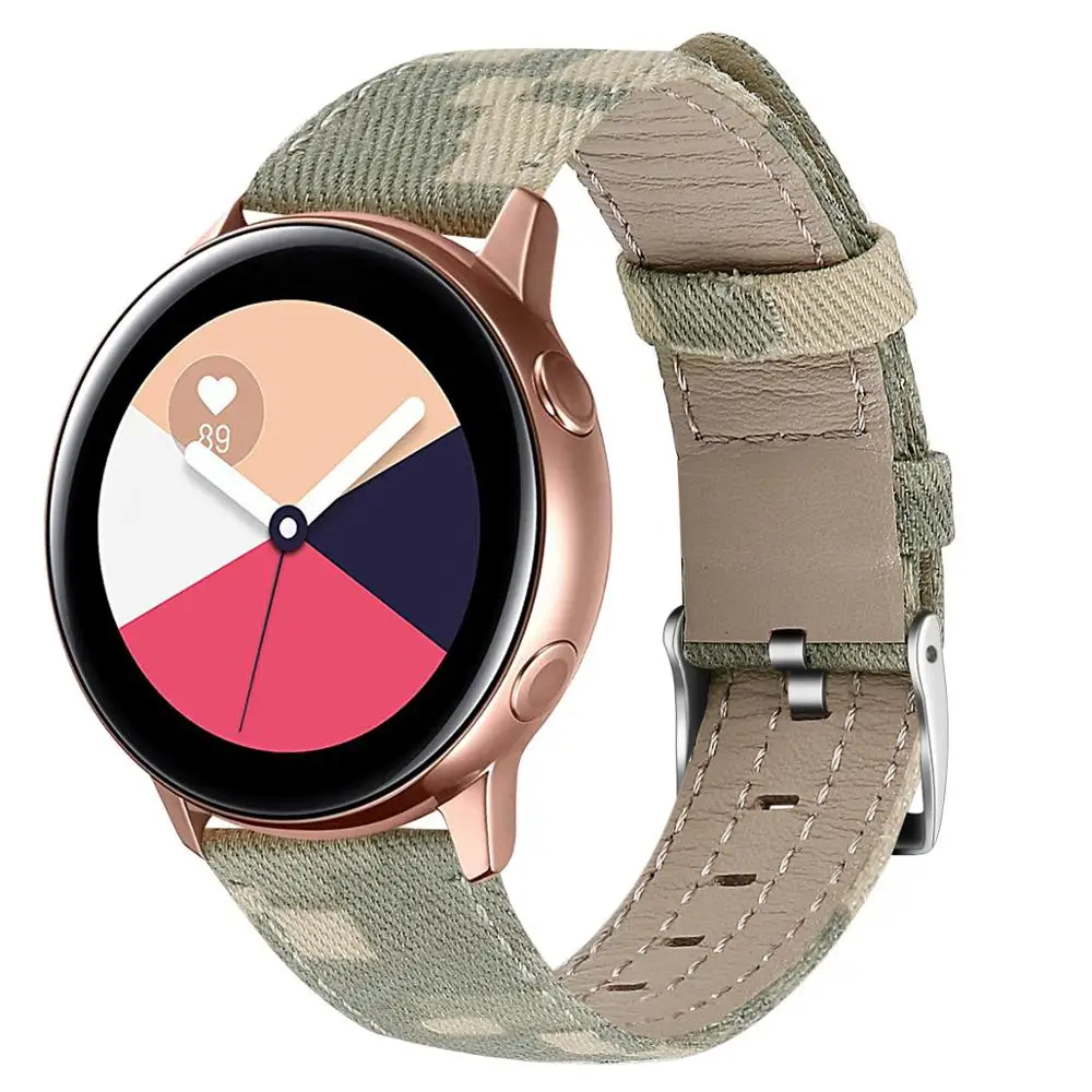 Ремешок холщовый для Galaxy Watch Active 2 быстросъемный нейлоновый кожаный браслет 42 мм 20