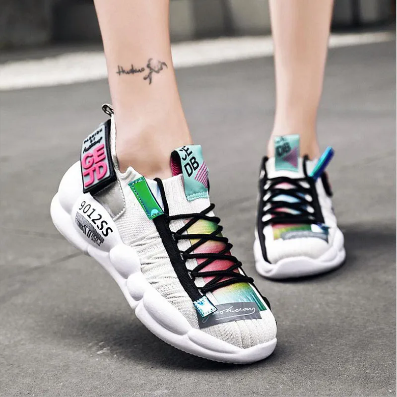 Женские Дышащие Светоотражающие туфли на толстой подошве весна лето 2019|Женские