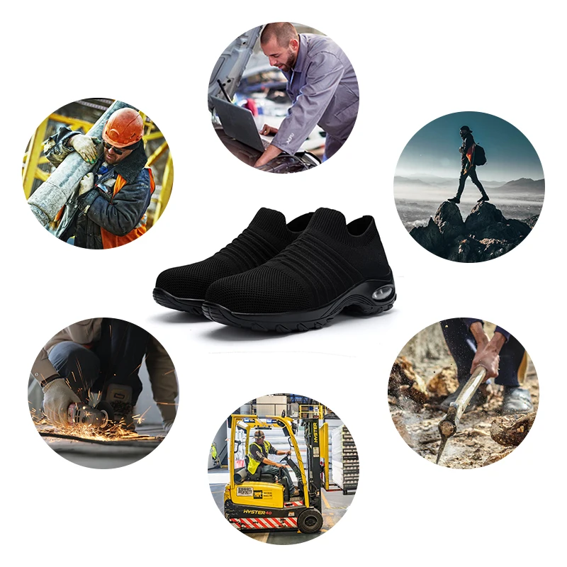 

Steel Toe Work Safety Shoes Men Slip Resistant Lightweight Sneakers Industrial & Construction Sneakers Breathable Footwear