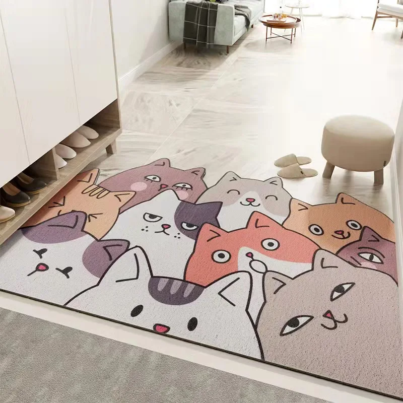 

Modern Design Cartoon Wear-resistant Sand-scraping Entrance Mats Can Be Cut Thick Durable Non-slip Animal Silk Loop Foot Pads