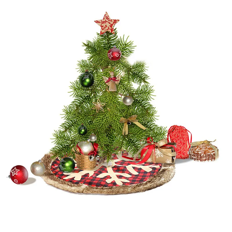 Рождественская елка юбка 90 см большая клетчатая Снежинка с толстым плюшевым