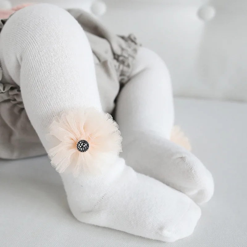 Детские Цветочные колготки для девочек однотонные милые зимние теплые