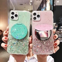 bling glitter silver foil phone holder case for huawei p50 p40 p30 mate 40 20 30 10 x lite pro plus silicone cover