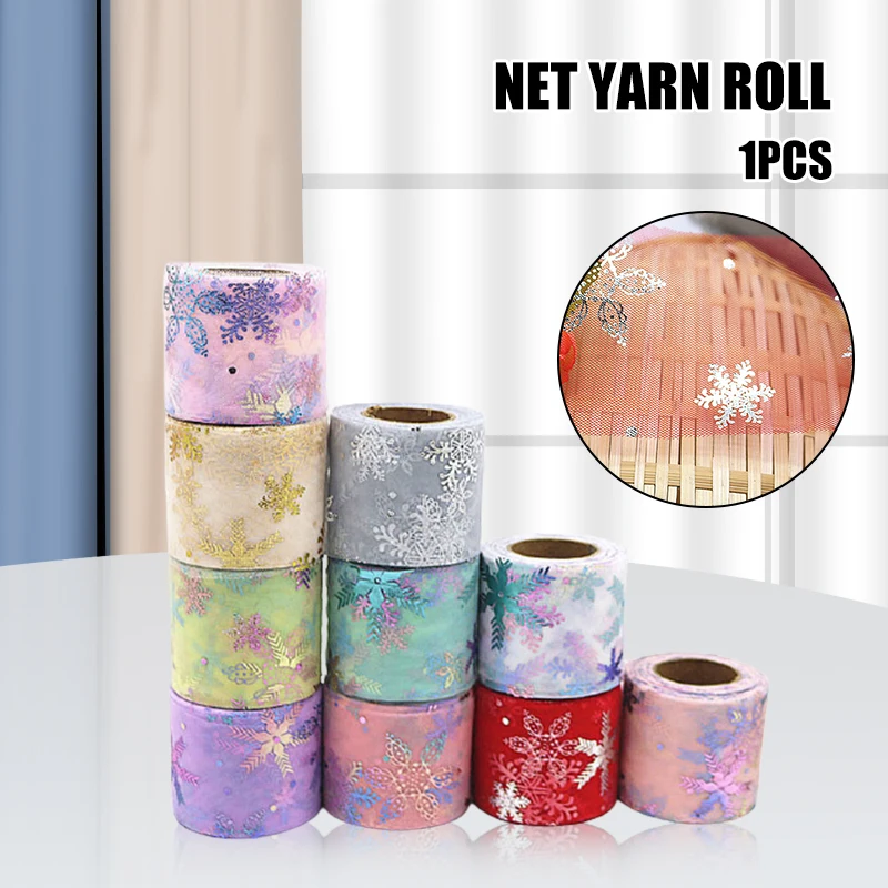 

Glitter Tulle Roll 6cm Mesh Ribbon Spool with Sparkling Snowflake Pattern 25 Yards Long for Gift Packing DIY Craft PW