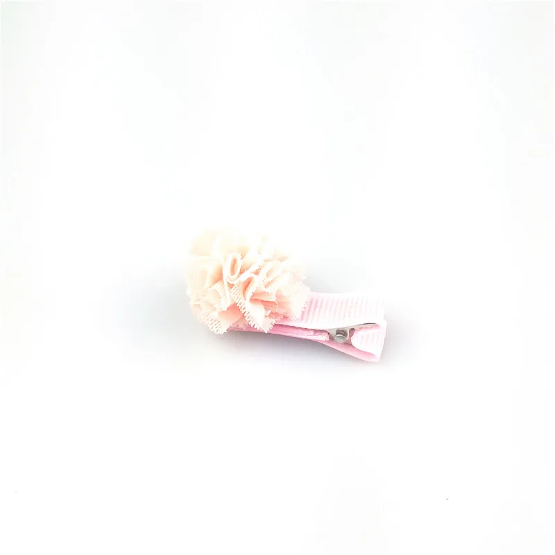 1pcs 5cm Hairpins Snap Hair Clips for Children Girls Hair Accessories Baby Cute Hair Clip Pins Gauze ball Color Metal Barrette - Цвет: C2 light pink