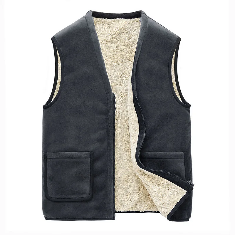 

Winter Men's Lamb Cashmere Coats Fleece Vest 95KG870 Men Multi Pockets Waistcoats Spring Autumn Fit Men Outerwear Coats #bx234ml