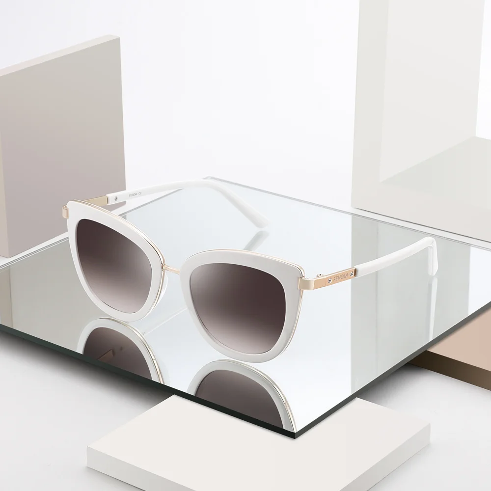 

White Cat Eye Women Sunglasses High Quality Black Transparent Female Sun Glasses Oculos Feminino De Sol Zonnebril Dames