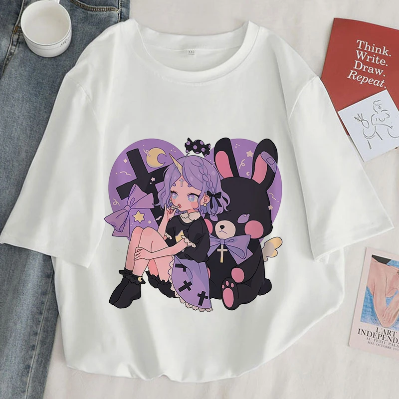 

2022 Kawaii Japan Anime Girl print Short Sleeve Clothing Women's T-Shirt Harajuku Graphic Clothing Women's Top,Drop Ship