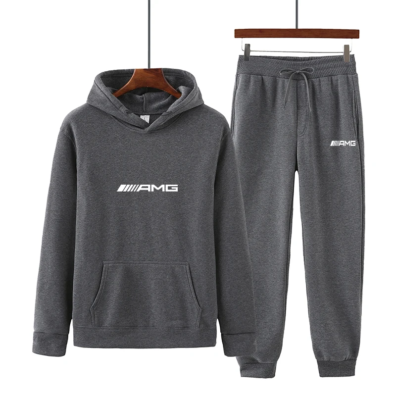 

Mercedes-Benz AMG Car Logo 2021 Spring Autumn New Men's Pure Color Hoodie + Pants Fashion Casual Personality Brand Sports Set