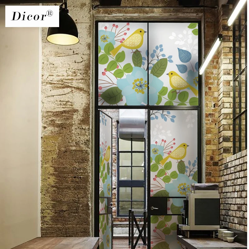 Новинка 2019 стеклянная пленка с цветами и птицами прозрачная непрозрачная