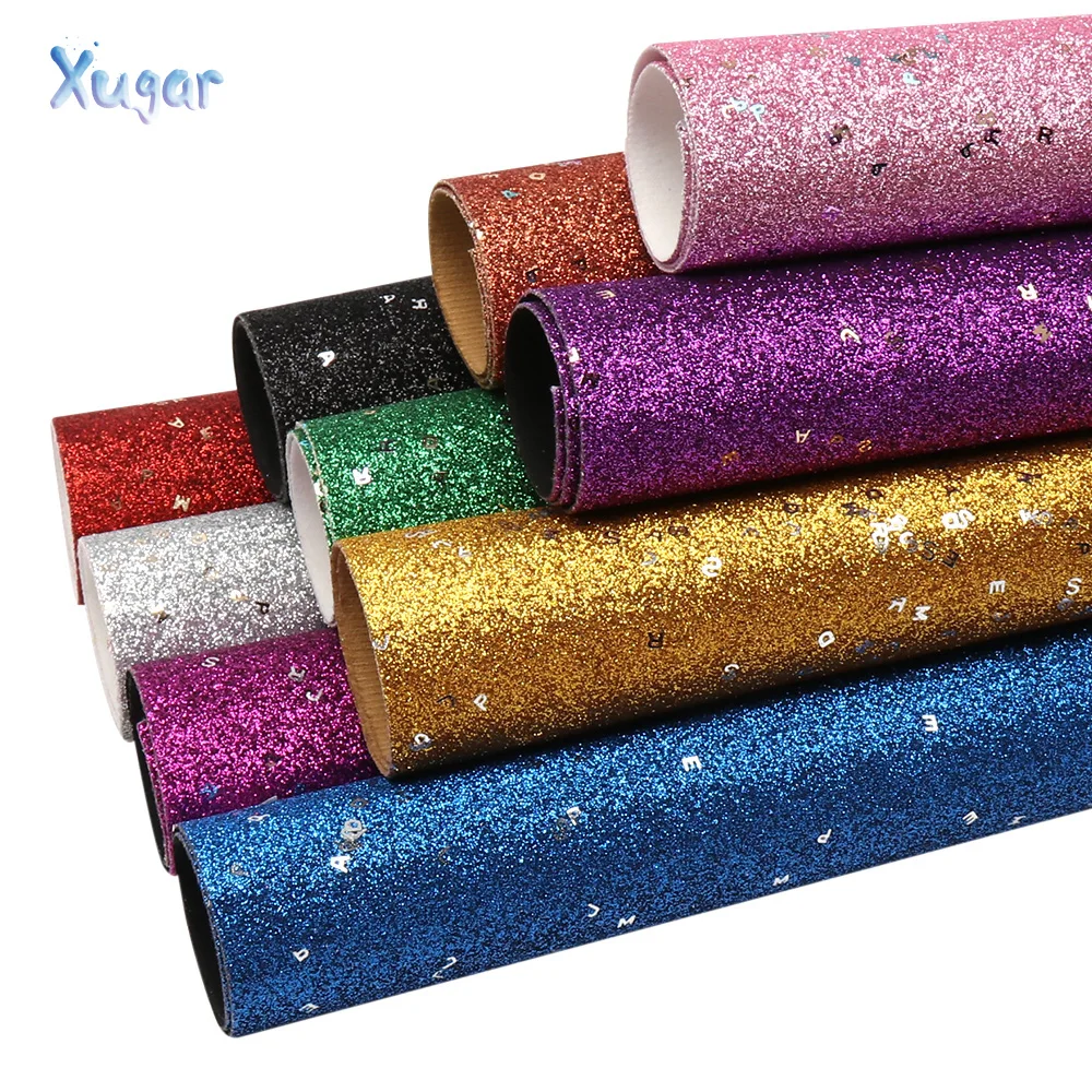 Xugar 22 см * 30 блестящая искусственная кожа ткань Алфавит с блестками для украшения