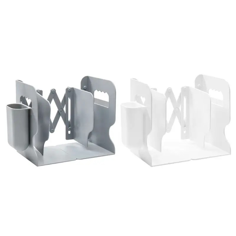 

2 IN 1 Adjustable Book Holder Bookends with Pen Holder Students Desk Magazine File Holder Organizer Office Stand Rack Dropship