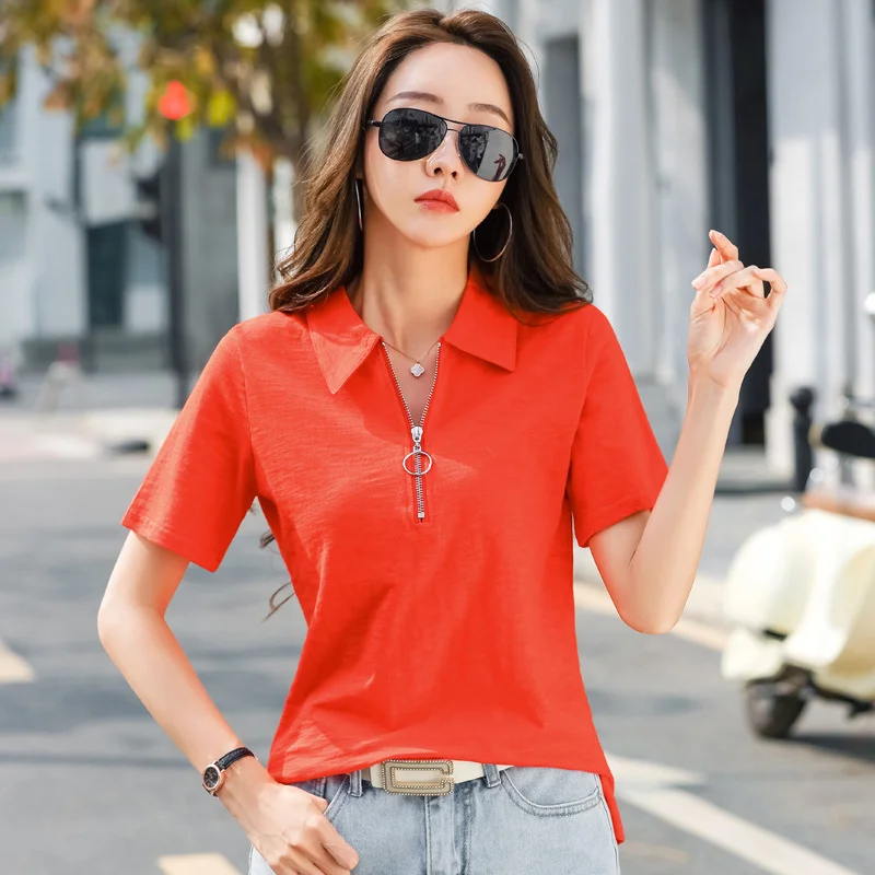 

Polo Shirts Short Sleeve Tees Utumn Clothes Women Korean Style T Shirt Streetwear Women Casual Blouses Loose T Shirt Women 2021