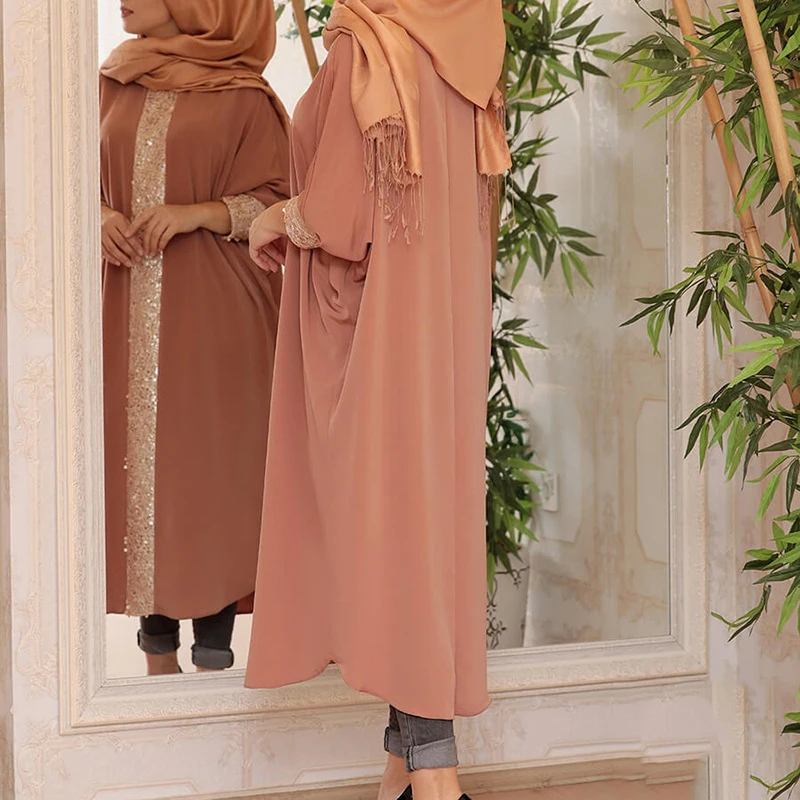 Женское длинное кимоно с блестками повседневное Свободное платье в арабском