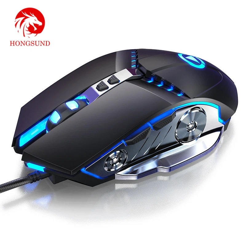 Оптическая Бесшумная компьютерная мышь Hongsund 7 кнопок 3200DPI RGB подсветильник ка |