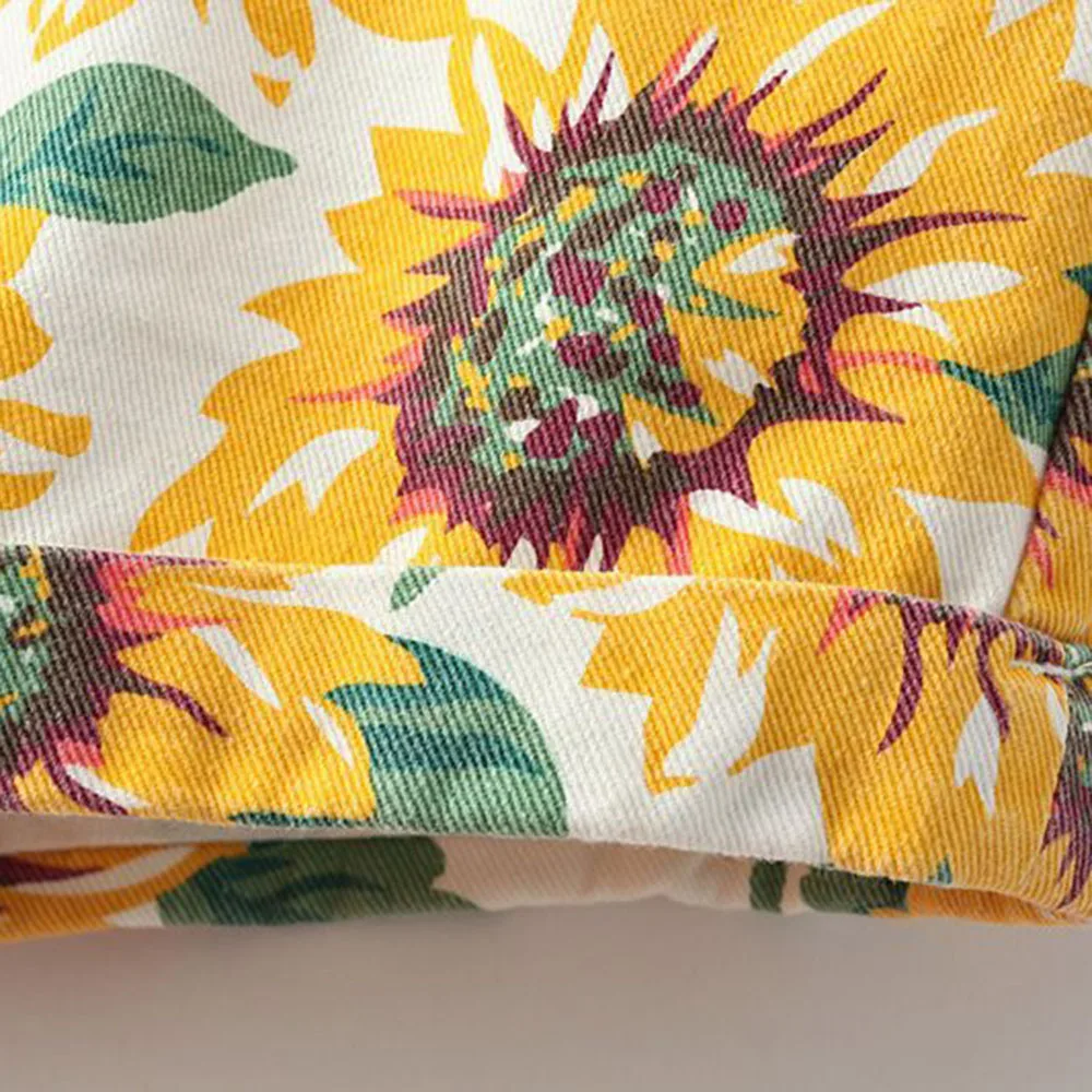 

SALE 2021 Summer Casual Summer Denim Women Shorts High Waist Yellow Floral Print Leg-openings Sexy Short Jeans Streetwear Pants