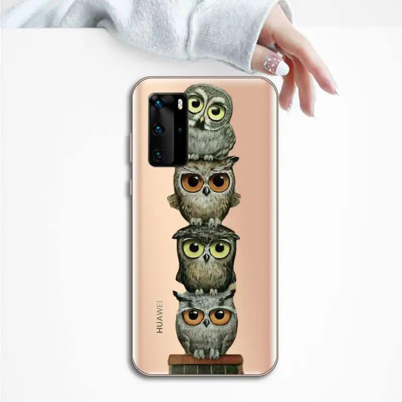 

Animal Owl art cool cute Phone Case Transparent for Huawei P20 P30 P40 lite pro P smart 2019 honor 8x 10i