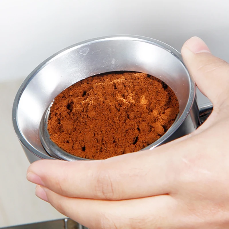 

Double Coffee Tamper,Coffee Funnel Ring Powder Ring,Espresso Coffee Press Silver 58mm Tamper Coffee Shop Supplies