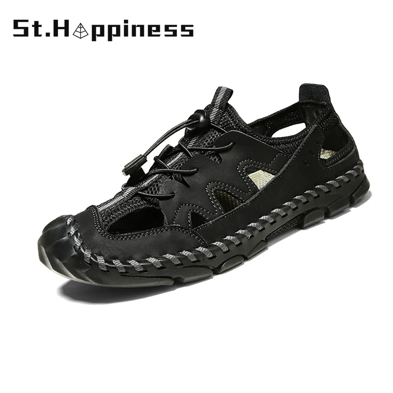 

2021 New Summer Men's Soft Leather Sandals Outdoor Lightweight Beach Sandals Fashion Non-slip Wading Shoes Roman Sandals